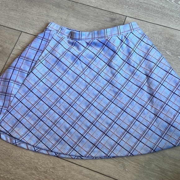 ALTAR’D state blue plaid elastic waist skater casual skirt size large - Picture 2 of 7